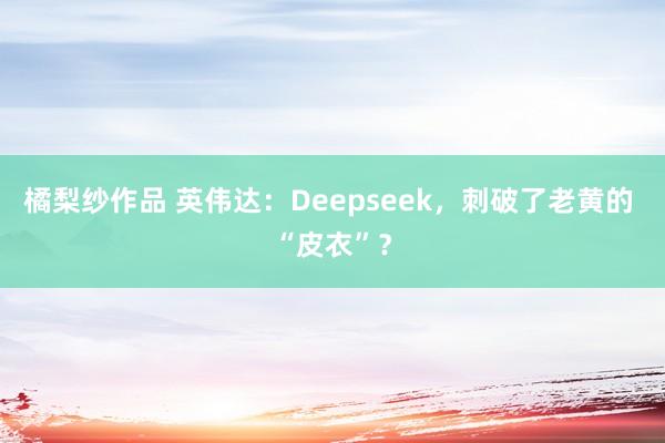 橘梨纱作品 英伟达：Deepseek，刺破了老黄的 “皮衣”？